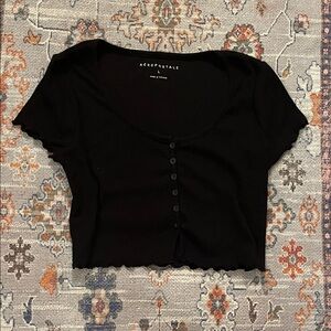 Aeropostale Black Crop Top with Buttons